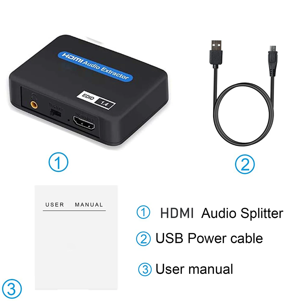 4K HDMI Audio Extractor HDMI Audio Splitter HDMI to toslink+Aux Audio+HDMI Video converter splitter for PS4 PS5 HDTV DVD-6