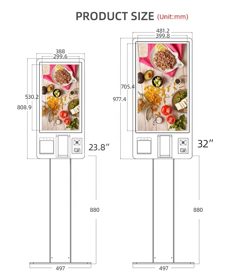 High Brightness  Self Order Android Kfc Mcdonalds Kiosk Self Service  Ordering Kiosk-6