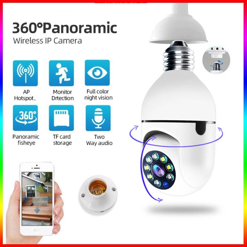 1080P HD E27 Bulb Surveillance Camera Anti-theft Outdoor Indoor Security Monitor Wireless WiFi Camera Night Vision Audio IP Came-3