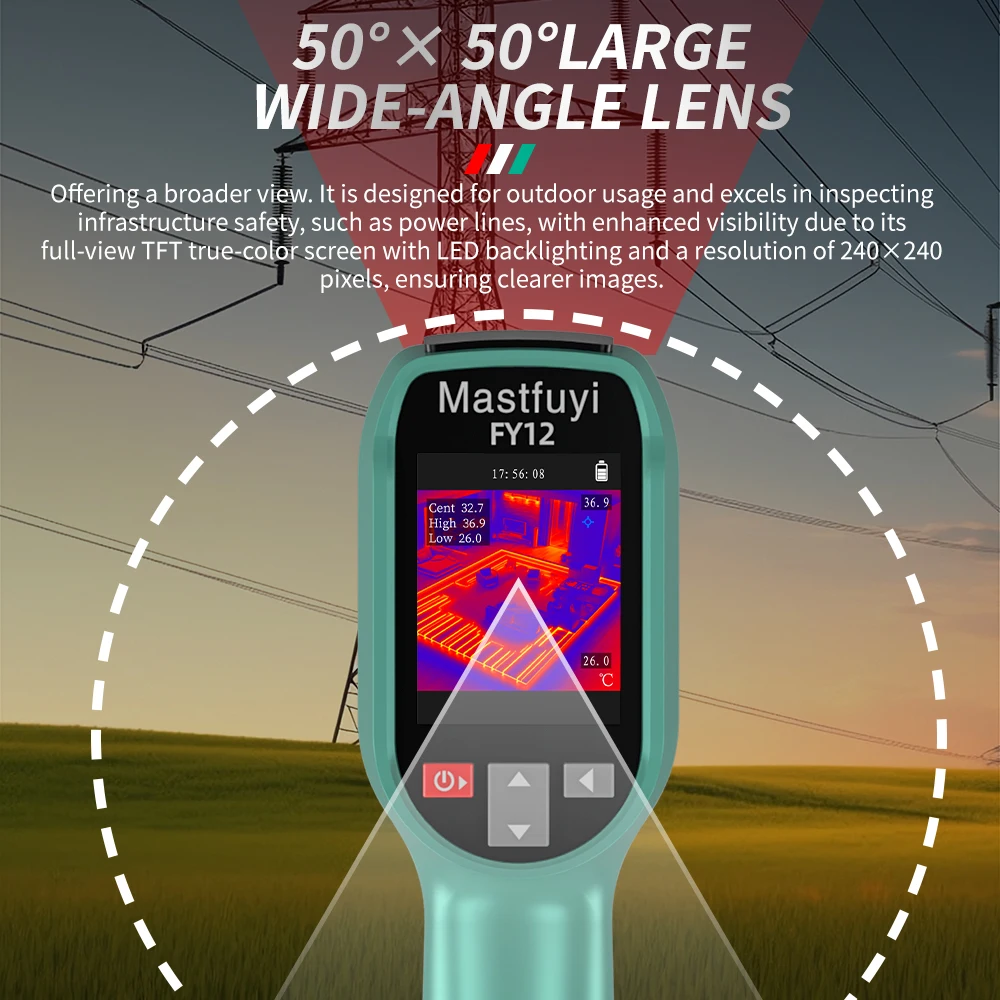 MASTFUYI FY12 Handheld Thermal Imager -20~550°C 15 False Color Non-contact Temperature Measurement 50×50° Large Field of View-5