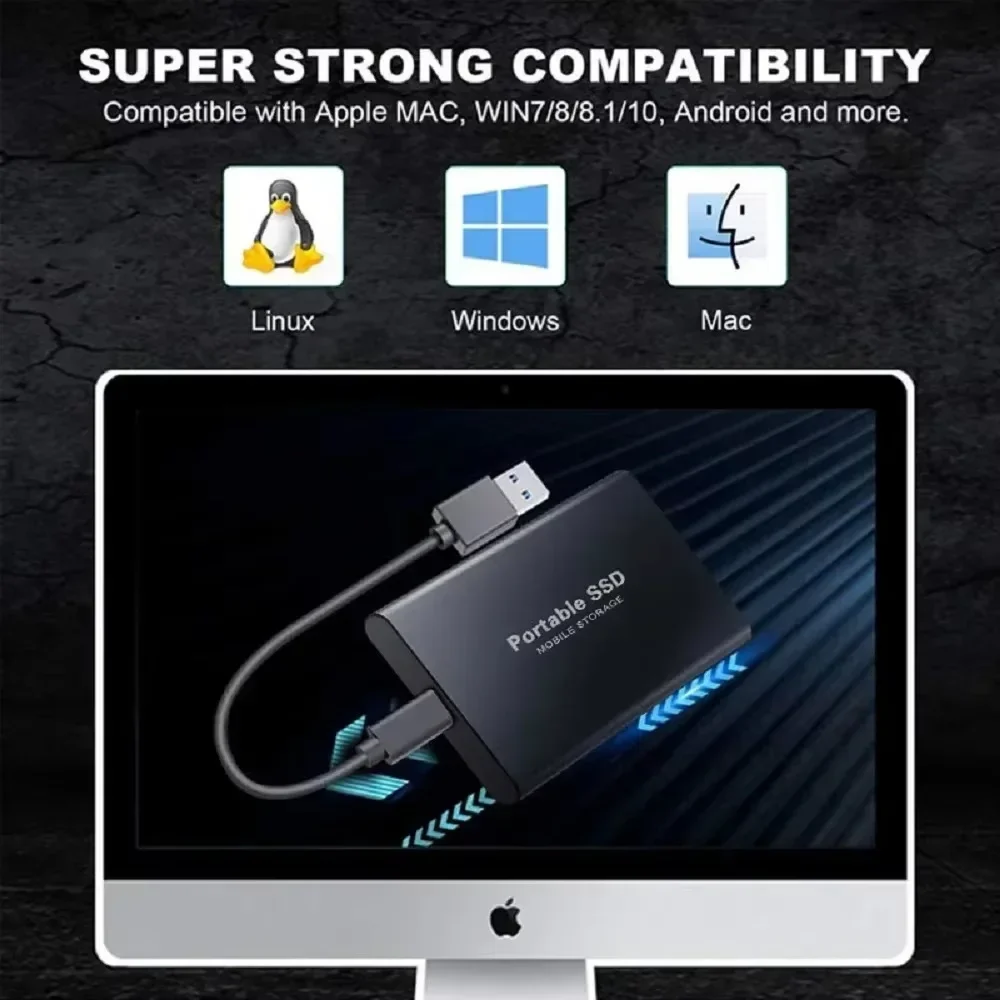 External Hard Drive 4TB Portable SSD Solid State Drive USB 3.1/Type-C Hard Disk High-Speed Storage Drive for Laptop/PC/Mac/Phone-2