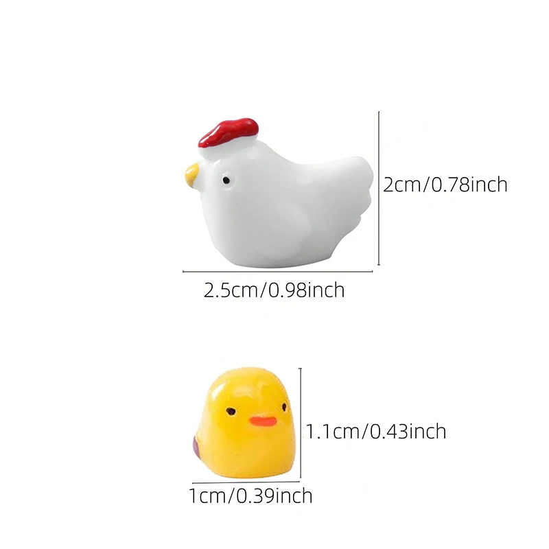 5PC Car interior decoration accessories, cute female cartoon figurines, rear mirror, air outlet, mini yellow chicken-6