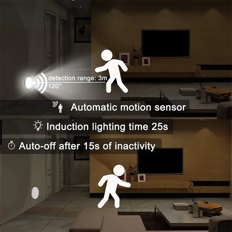PIR Motion Sensor LED Night Light USB Rechargeable Night Lamp For Kitchen Cabinet Wardrobe Lamp Staircase Wireless Closet Light-3