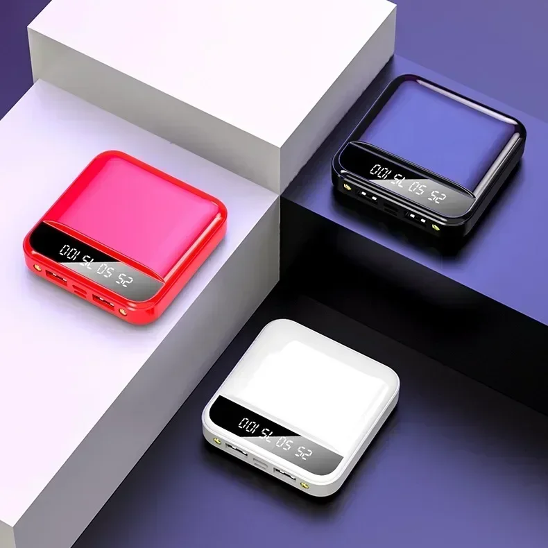 Mini 20000/10000mAh Fast Charging Power Display Built-in Cable dual LED Lighting Portable Power Bank For iPhone Samsung Xiaomi-4