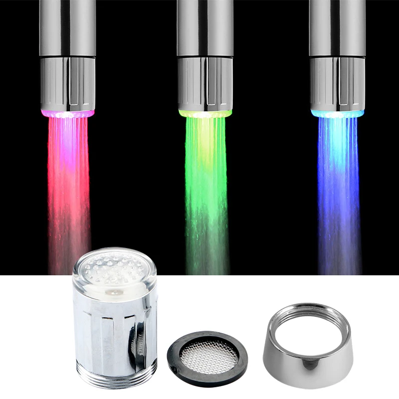 Shower Led Light Nozzle Multiple Color Temperature Sensor Night Light Faucet Led Lighting For Kitchen Bathroom-6