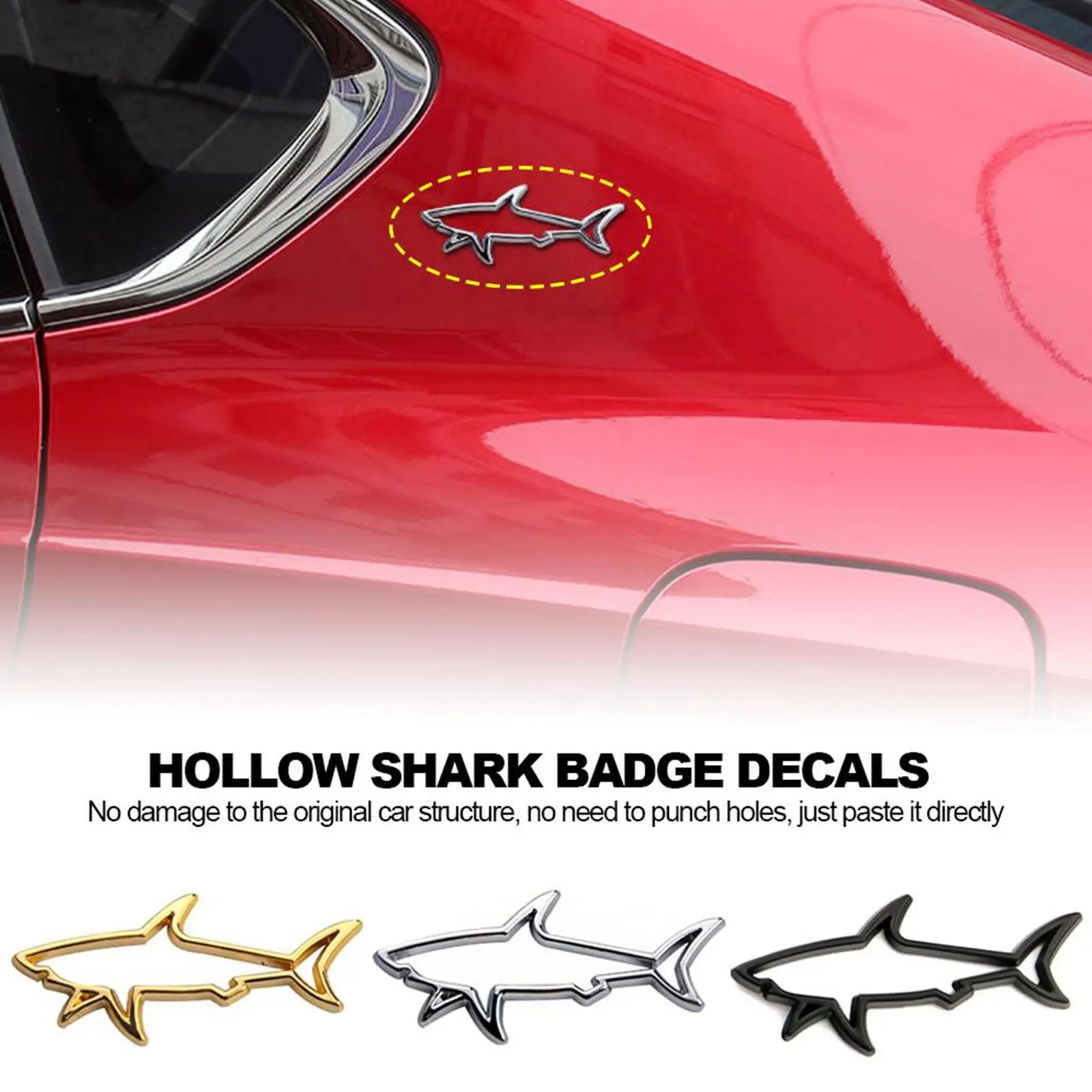 3D Metal Car Styling Sticker Hollow Fish Shark Emblem Badge Decals Automobiles Motorcycle Computer Fuel Cap Accessories Decals-2