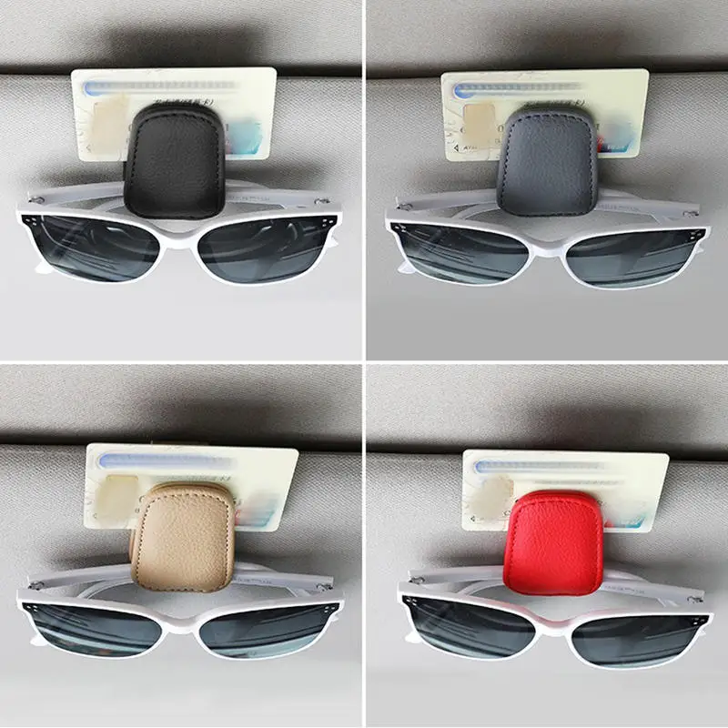 Universal Car Sunglasses Holder Car Magnetic Leather Clip Card Ticket Holder Auto Sun Visor Glasses Box Decoration Accessories-4