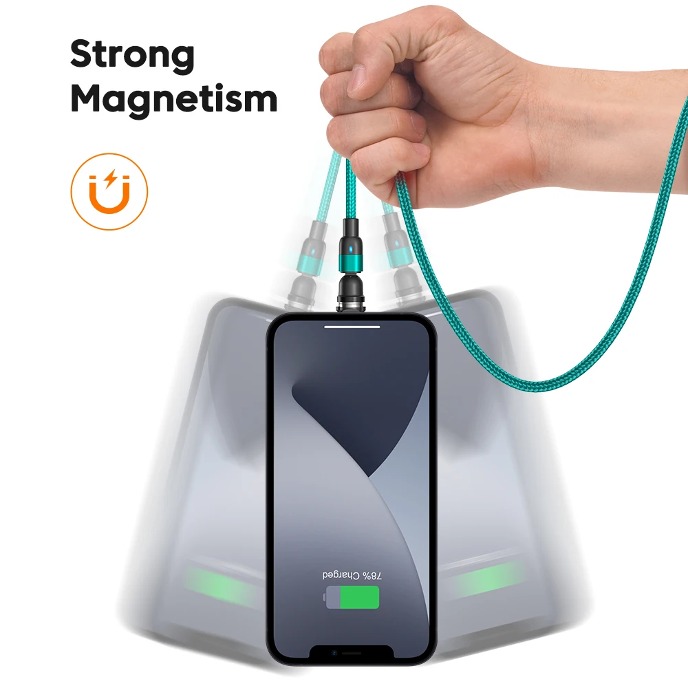 AUFU Magnetic Cable 3M 540 Rotate Magnet Charger Micro USB Type C Cable Mobile Phone Wire Cord For iPhone Samsung Xiaomi Redmi-3