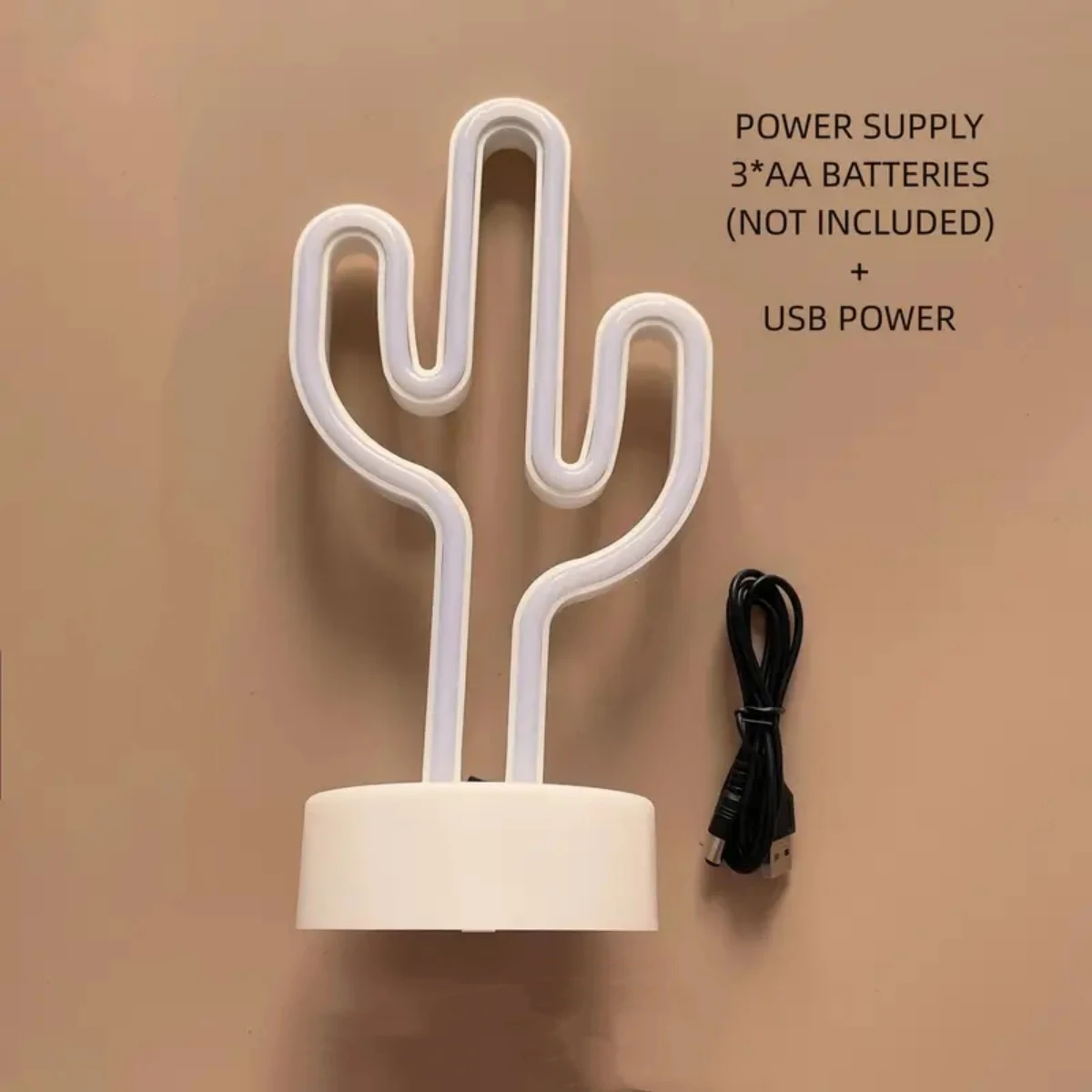 1pc Green LED Cactus Neon Light With Base Decorative Bedroom Light Desktop Night Lamp Suitable For Wedding Birthday Party Decor-3