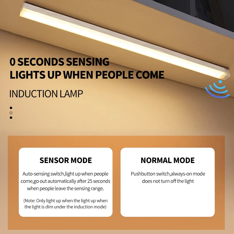 Motion Sensor LED Cabinet Light Rechargeable Induction Night Light Wireless Portable Detector Lamp Kitchen Staircase Backlight-2