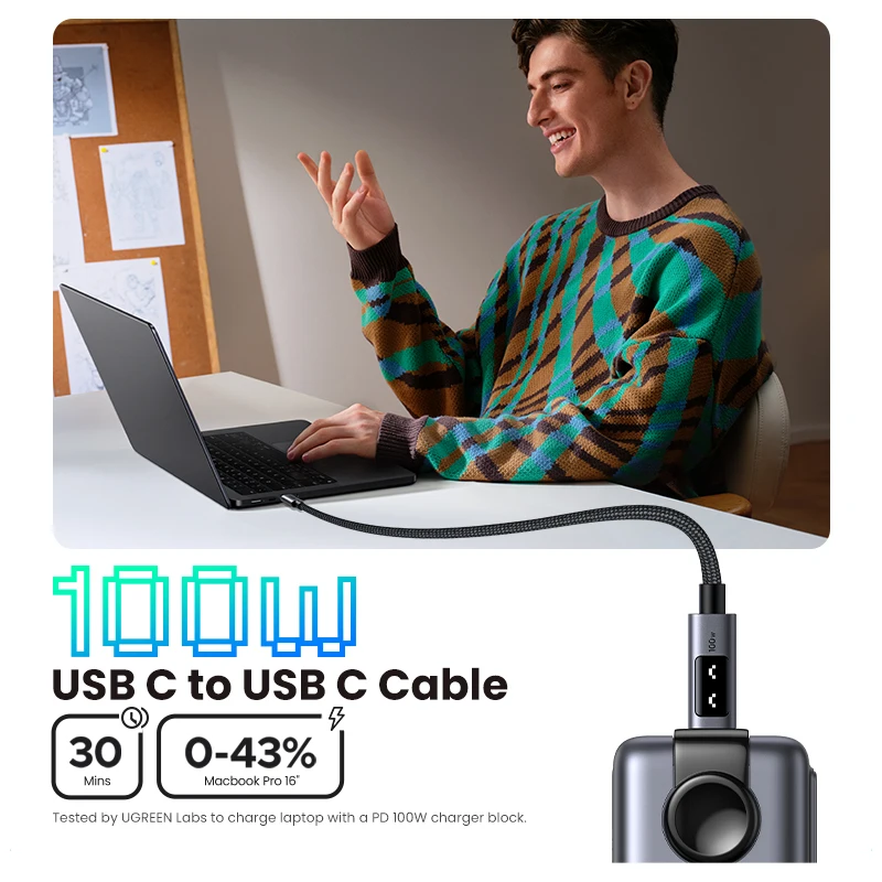 UGREEN UNO PD100W Fast Charge USB C Cable for iPhone 16 15 Type C to Type C Data Cord for Samsung Xiaomi Fast Chaging Cables-2
