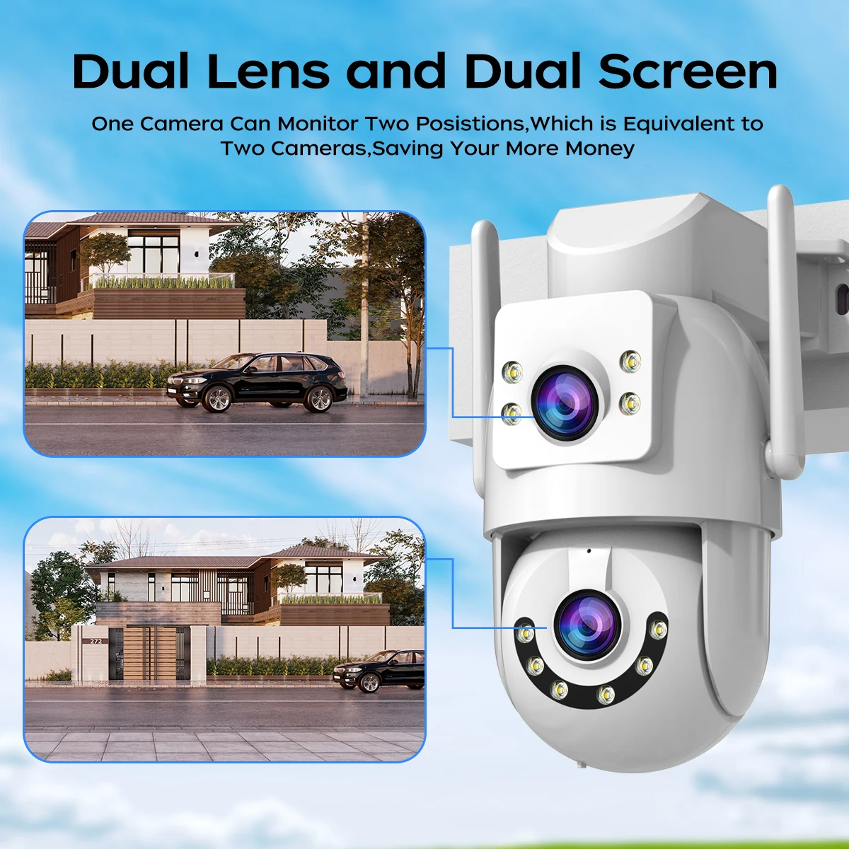 Jooan 4K 8MP HD Wifi PTZ Camera Outdoor 5G Wifi Dual Lens Security IP Cameras 5X Zoom AI Tracking ONVIF CCTV Surveillance Camera-2