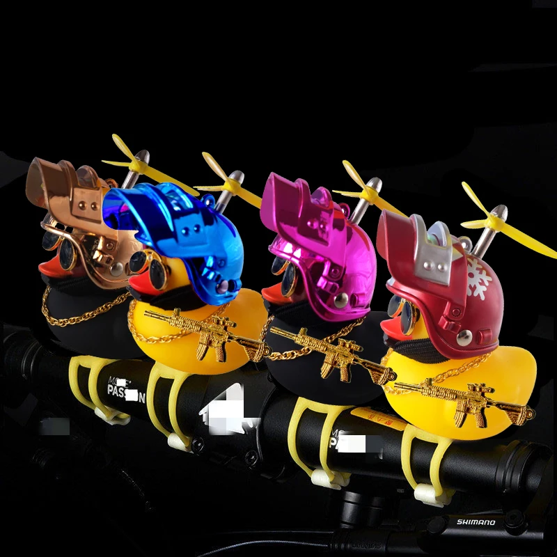 Broken Wind Rubber Duck Motor Accessories Yellow Duck with Helmet Auto Car Accessories Duck In The Car Car Interior Decoration-5
