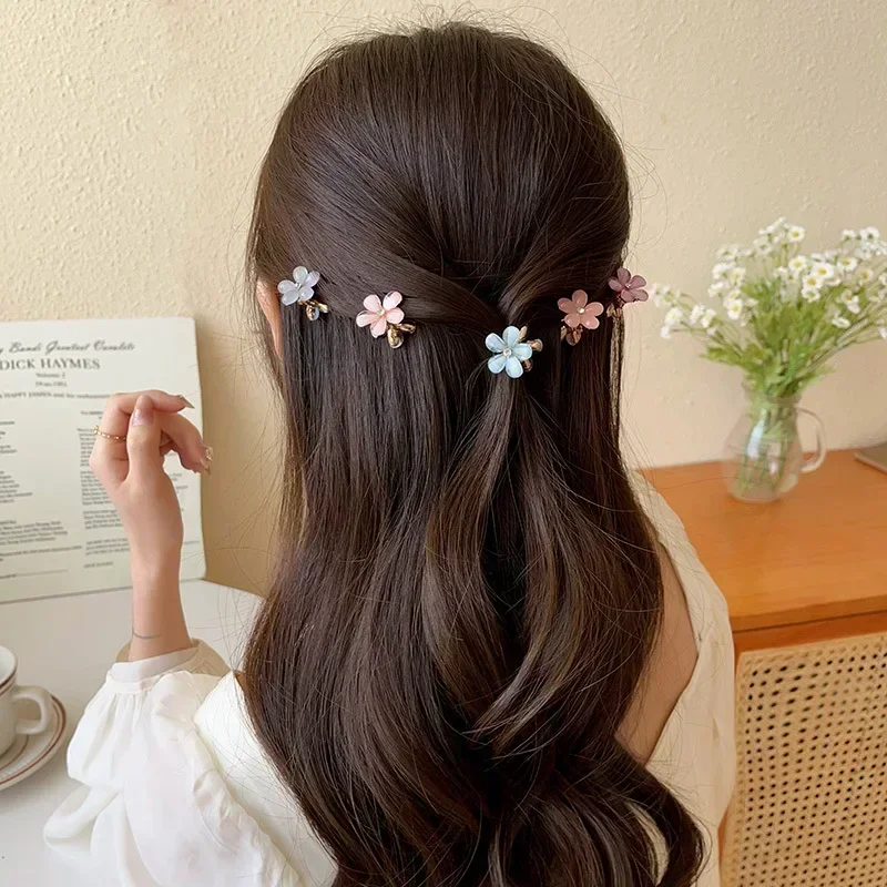 1/10pcs Cute Mini Flower Hairclip Claws Women Girls Colorful Opal Hairpins Sweet Small Headdress Barrettes Accessories-4