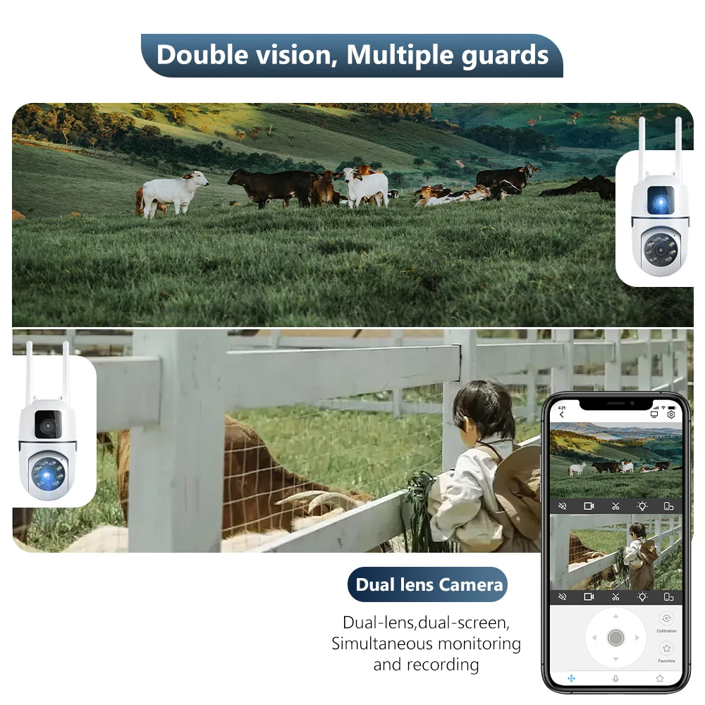 4K 8MP PTZ WIFI Camera Dual Lens Outdoor Night Vision Human Detection Auto Track CCTV Surveillance IP Camera Security Protection-2