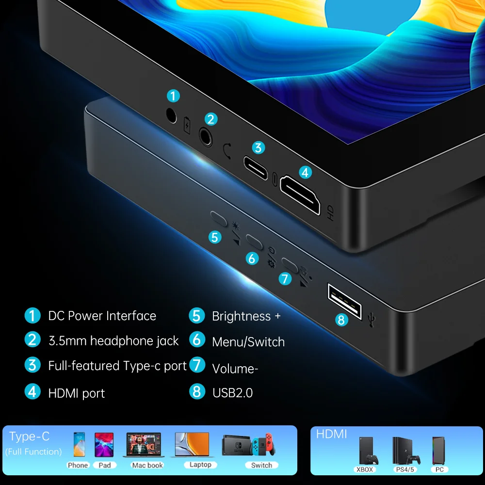 10.3 inch TouchScreen Monitor HDMI & Type C 1920x720 IPS Display LCD Bar Computer Temp Display Widescreen-3