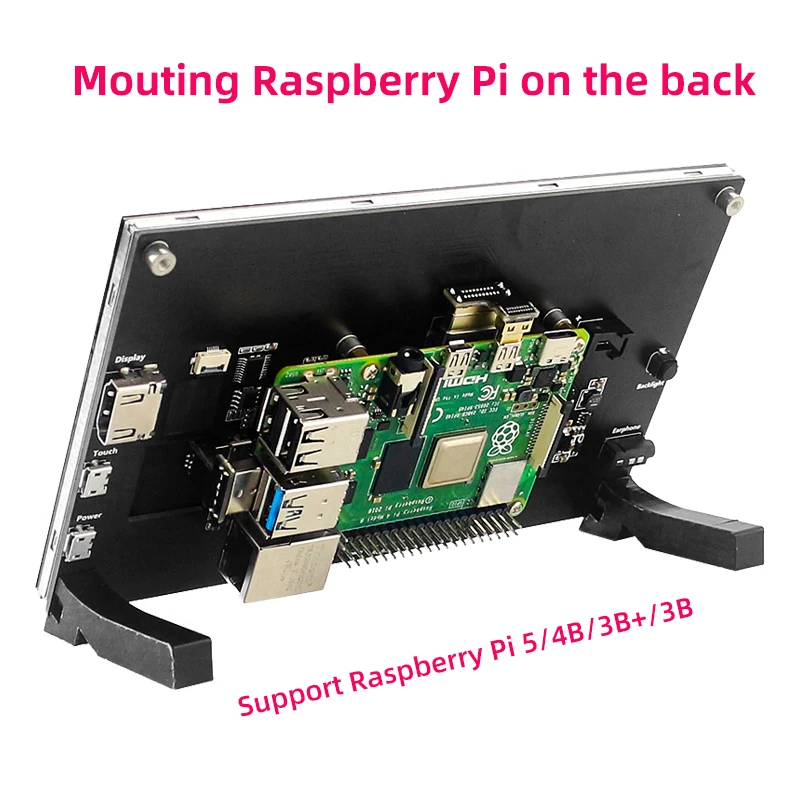 7 Inch Portable Display IPS LCD Capacitive Touch Screen 1024x600 Monitor Optional Speakers for Raspberry Pi 5 4B 3B+ Laptop PC-4
