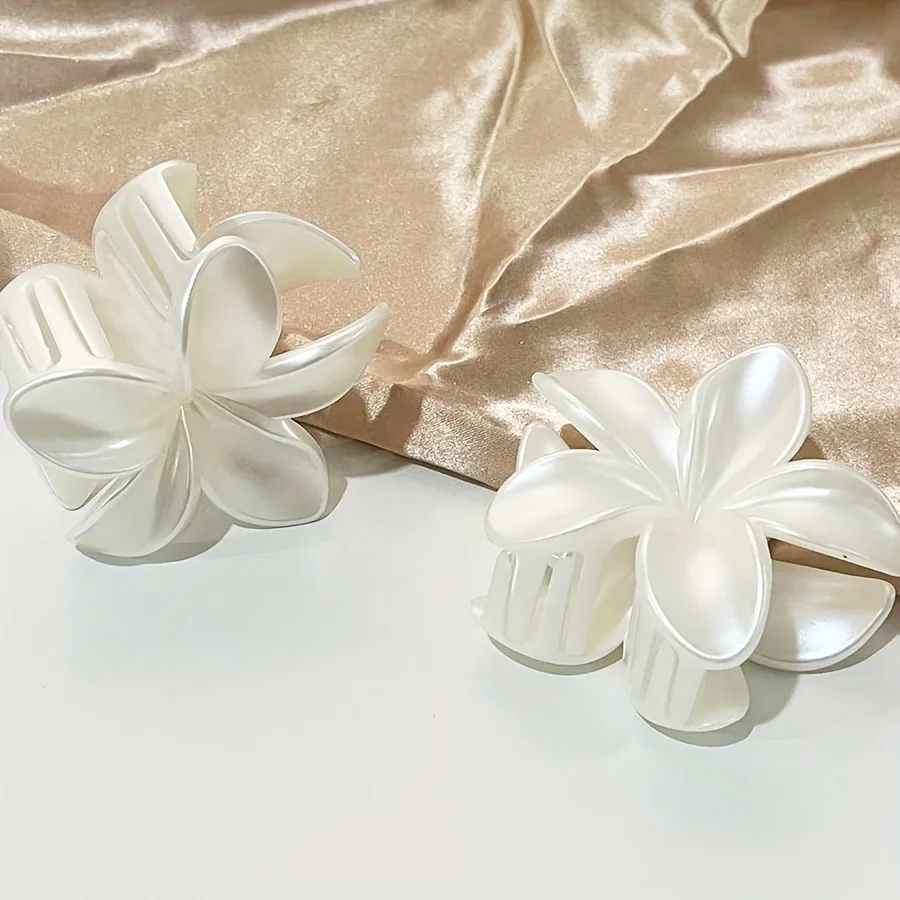 1pc Acrylic Flower Hair Claw, Elegant & Chic, Large Size, Floral Design, Versatile Hair Accessory for Half-Up Hairstyles-2