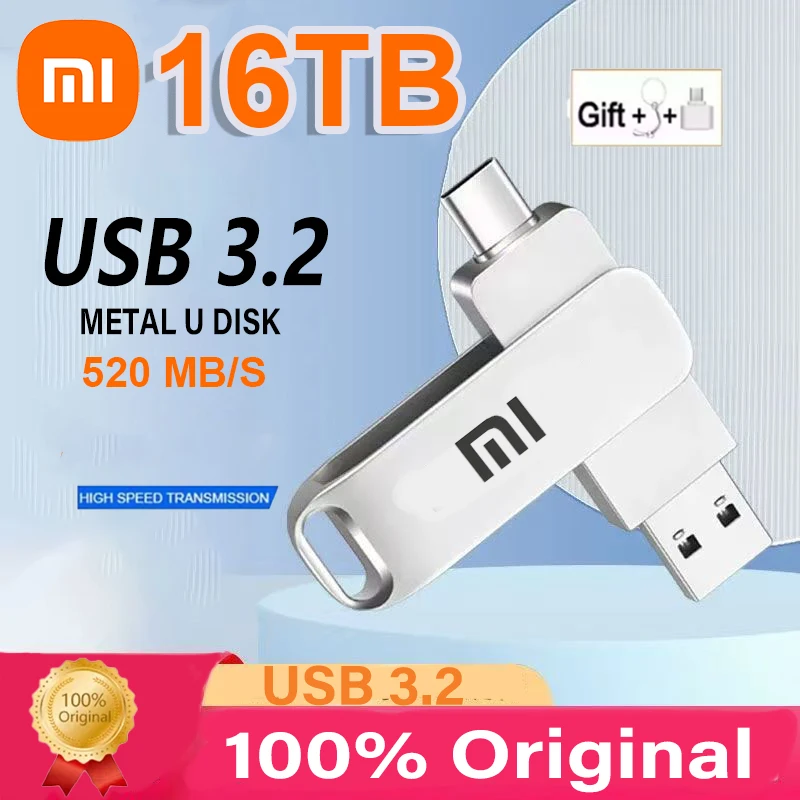 XIAOMI 16TB Flash Drives USB 3.2 High Speed USB Transfer Metal Pendrive Memory Card Pendrive Flash Disk Memoria Waterproof Stick-2