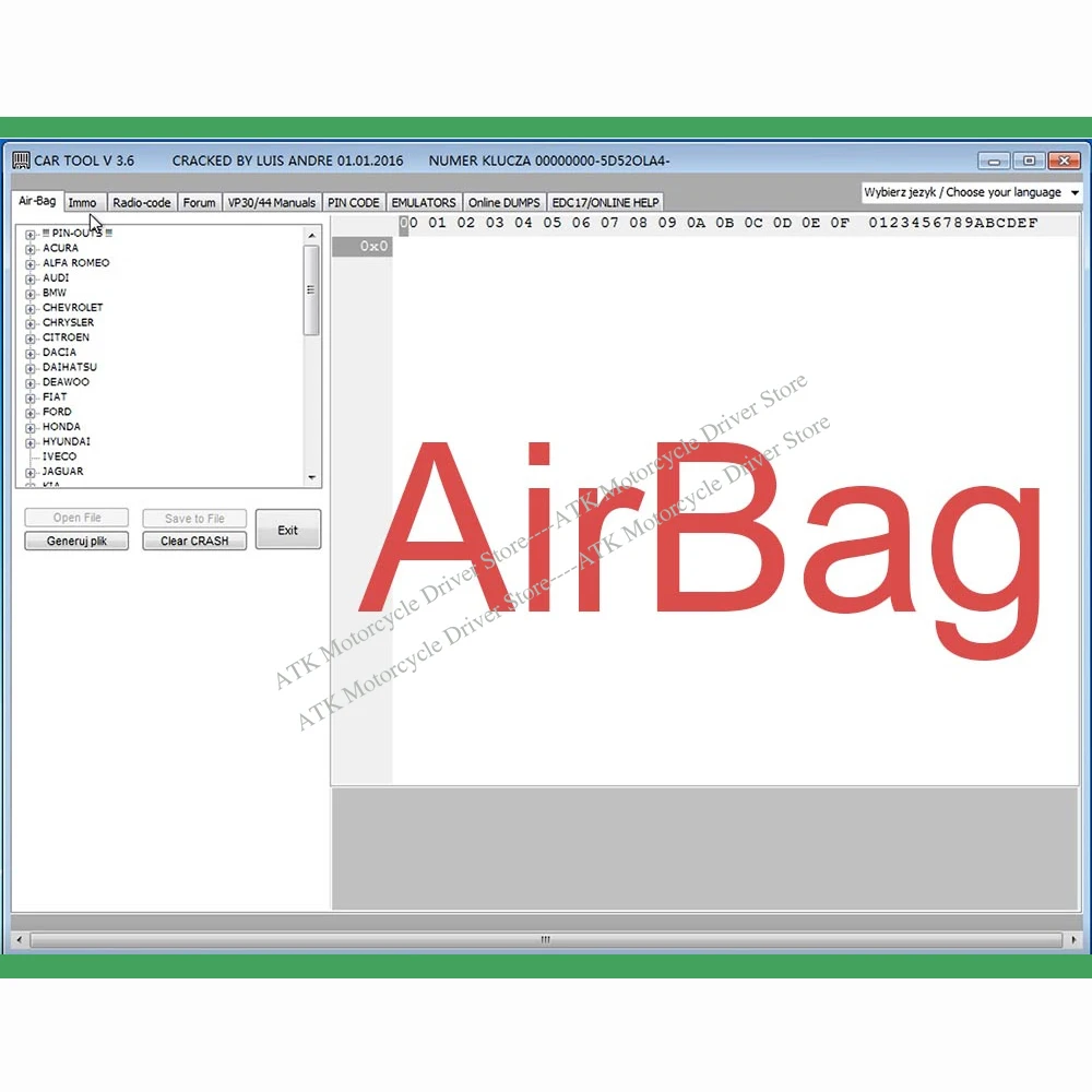 Car Tool Software Cartool V3.6- best software for cleaning air-bag files clearing deleting Immo - any memory programmer-2