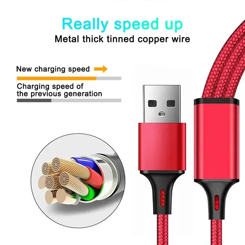 3 In 1 USB Fast Charging Cable Type C Micro IOS Multi Charger Cable for iPhone Huawei Samsung Nylon Braided Cord-3