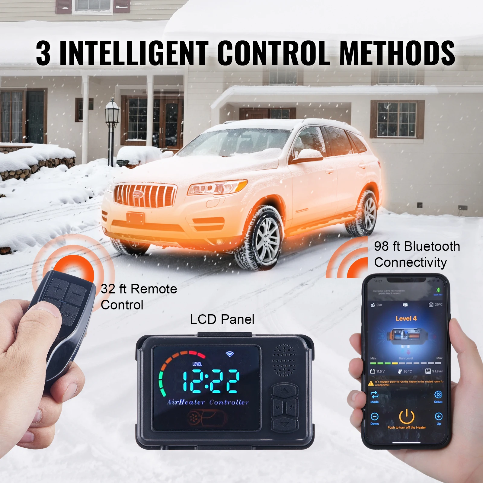 SucceBuy 5/8KW Diesel Air Heater 12V All in One Car Heater with Silencer Remote Control for Car Truck Boat RV Parking-3