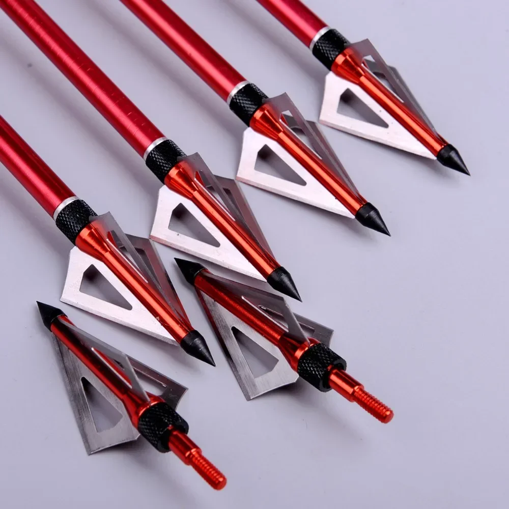 A Box Hunting Arrow Heads Archery Aluminum Arrowhead Hunting Sharp Arrow Head Field Point Tips-3