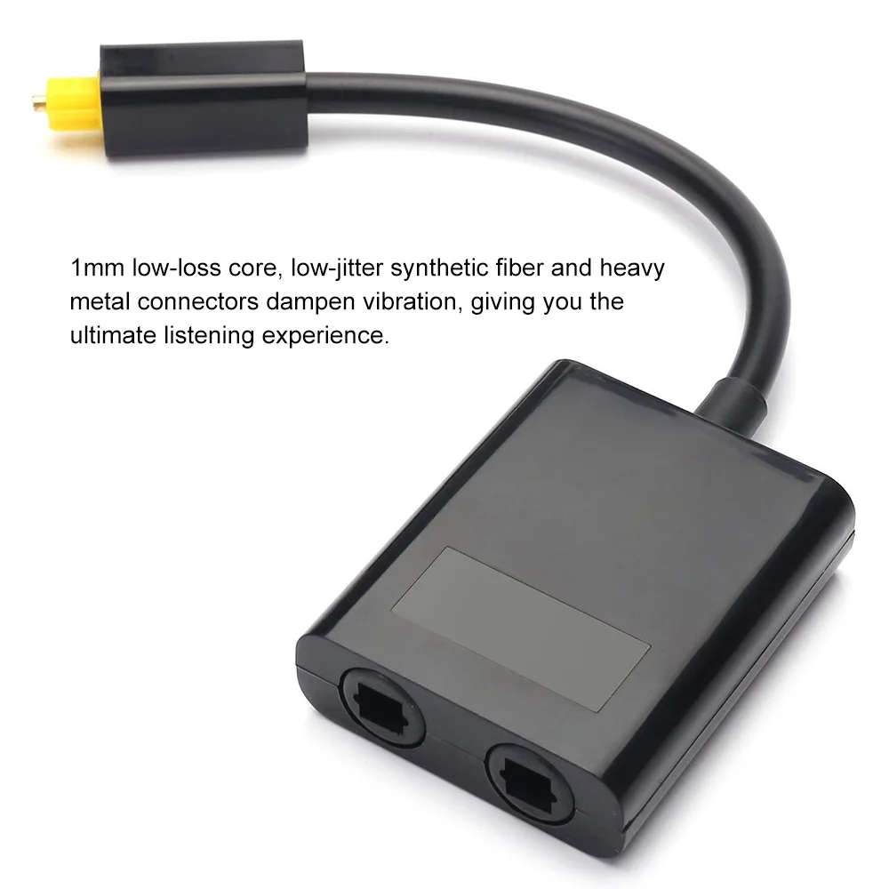 Digital SPDIF Optical Fiber Audio Splitter Adapter Toslink Splitter SPDIF Optical Cable Splitter Hub 1 Input 2 Output for DVD-3