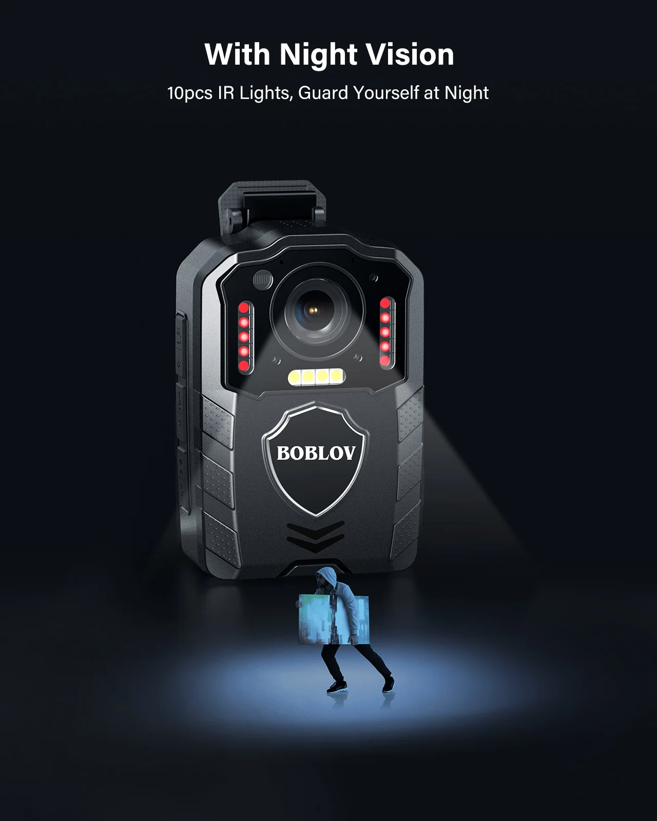 BOBLOV KJ25 1080p Body Camera 3000mAh Support 13H Recording Night Vision Camcorder Law Enforcement Police Camera For Hiking Ride-5