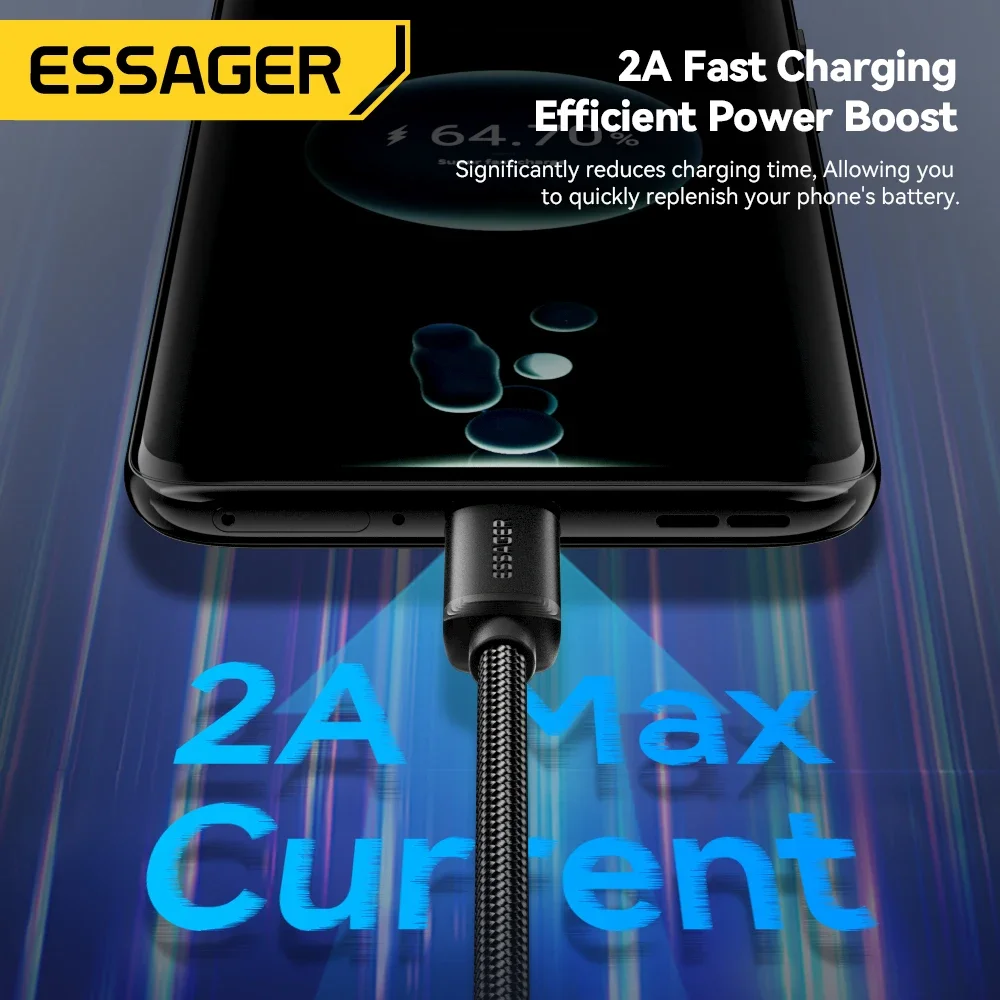 Essager Micro USB Cable 2A Fast Charging USB Cable for  Xiaomi Realme Redmi Samsung Huawei Mobile Phone USB Data Charger Wire 3M-3