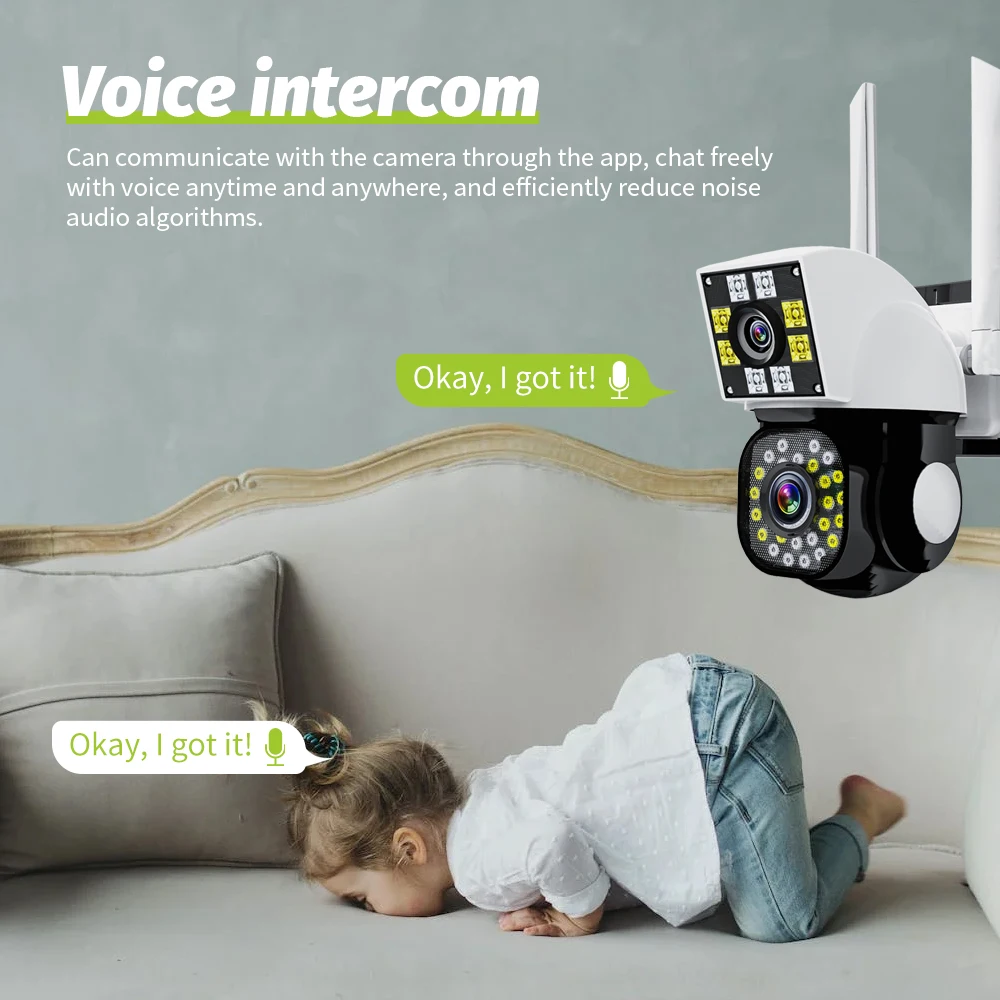 Neye 4K/8MP Wireless WiFi Camera 1080P Dual Lens Dual Screen Outdoor Home Head IP Camera CCTV Dual Lens Security Camera-6
