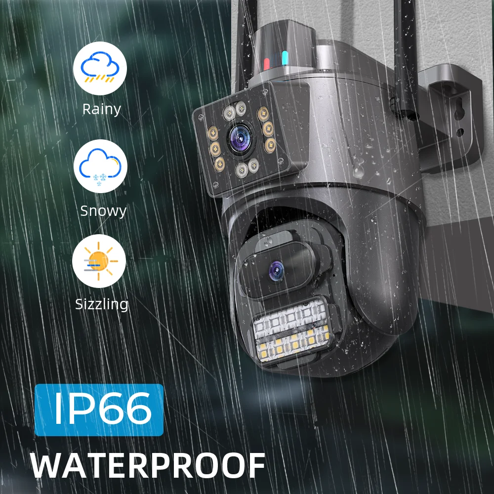 4K HD Dual Lens WIFI Camera 2K Dual Screen PTZ Camera Outdoor Auto Tracking Security Camera Waterproof Surveillance ICSEE-4