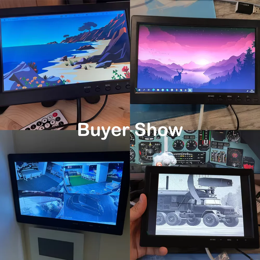 Podofo 10.1 Portable Monitor Mini TV Computer LCD HD Screen Video Input Security Car Monitor VGA HDMI AVI Pi System-5
