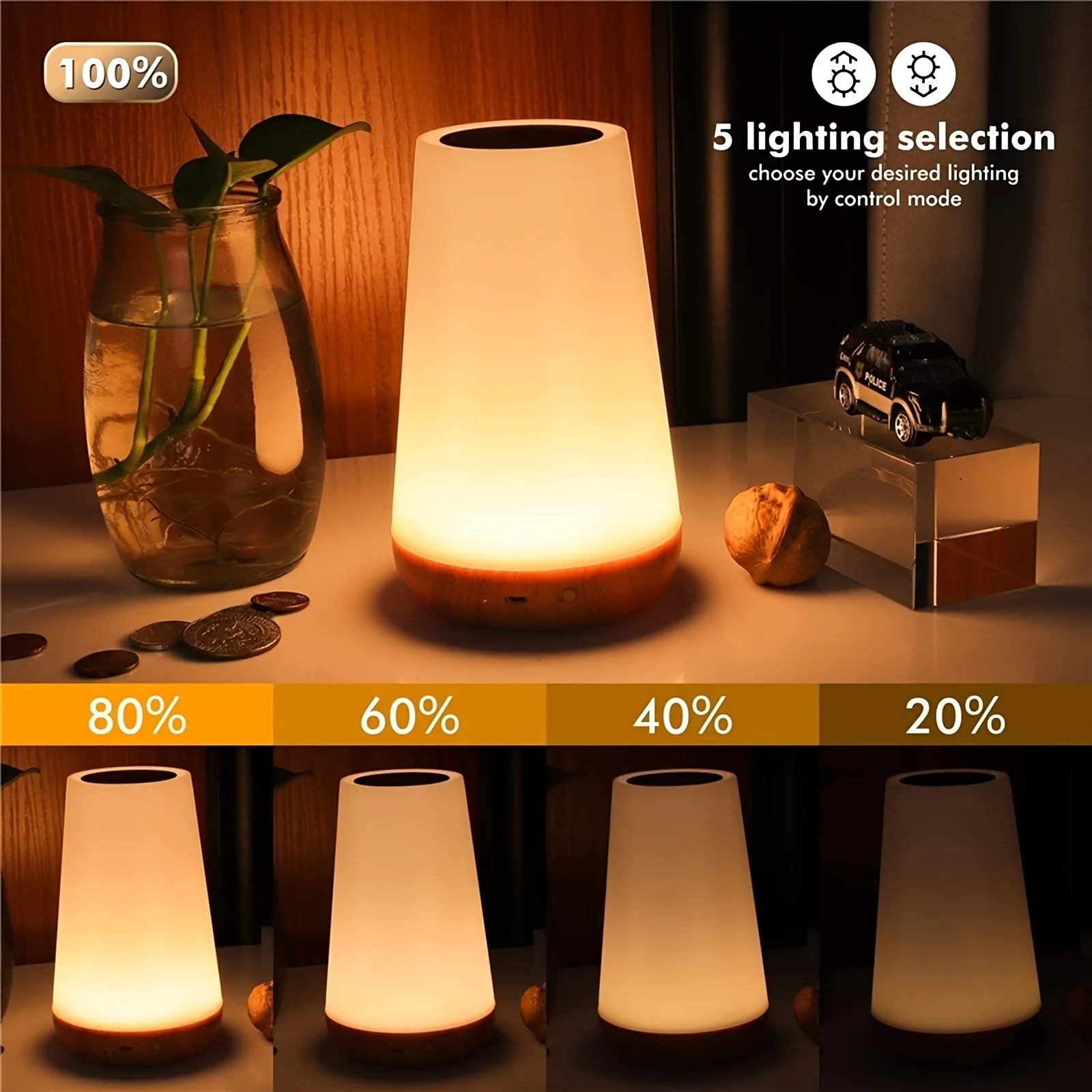 Touch RGB LED Night Lights Remote Control Dimmable Bedside Lamp USB Rechargeable 13 Colors Ambient Reading Camping Lamp Gifts-3
