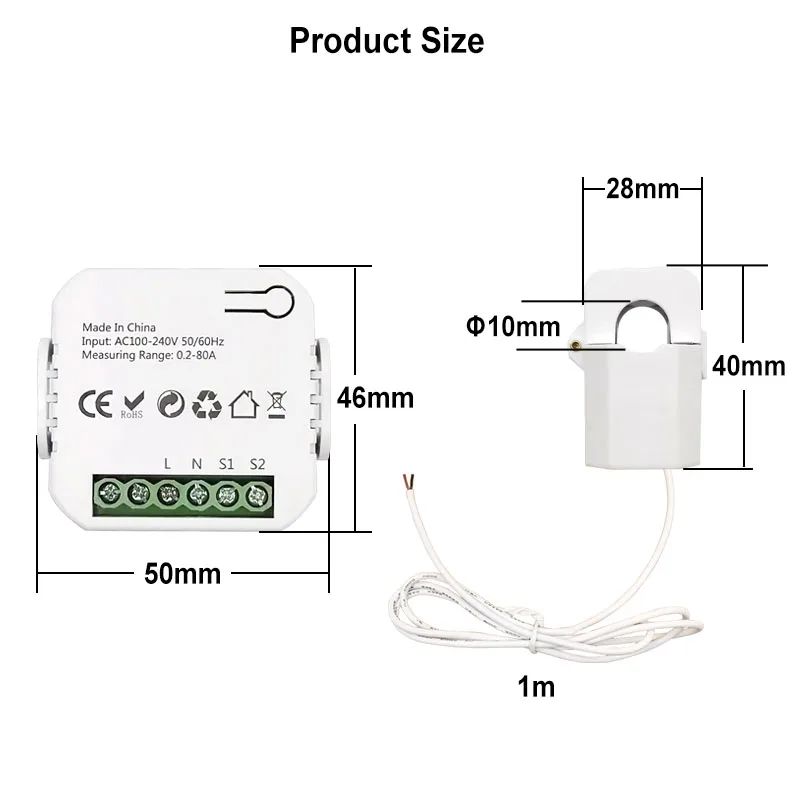 Tuya Smart Life ZigBee Clamp Power Digital Meter Energy Monitor 80A CT Din Rail App Electricity Statistics AC 110V 240V 50/60Hz-6
