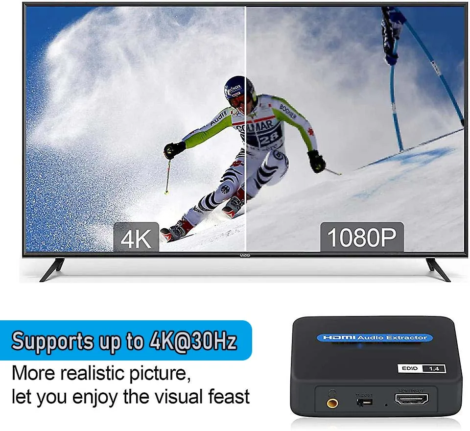 4K HDMI Audio Extractor HDMI Audio Splitter HDMI to toslink+Aux Audio+HDMI Video converter splitter for PS4 PS5 HDTV DVD-5