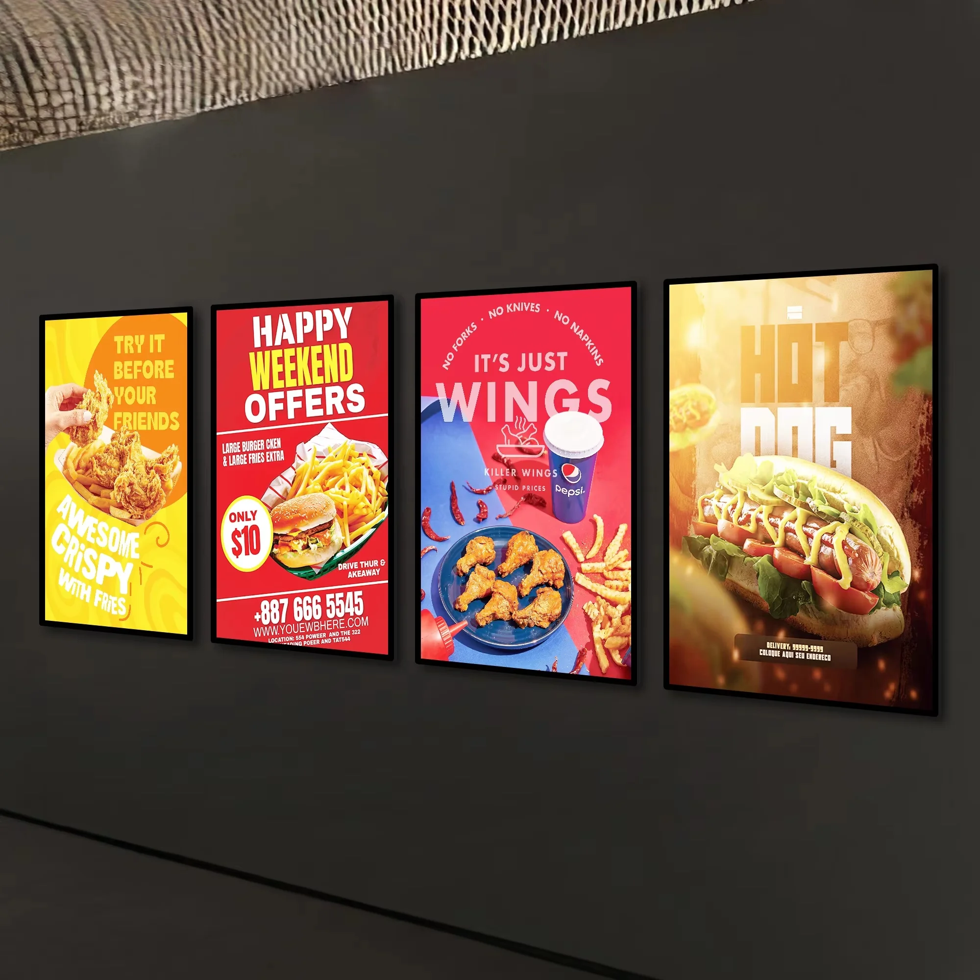 A2 A3 Ultrathin LED Advertising Light Box Lighted Menu Board Exchangeable Poster Display For Restaurant Wall Mounted Billboards-4