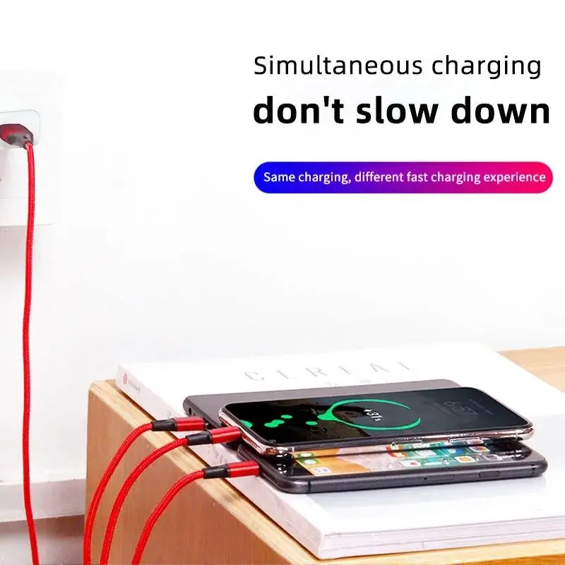 3 In 1 USB Fast Charging Cable Type C Micro IOS Multi Charger Cable for iPhone Huawei Samsung Nylon Braided Cord-2