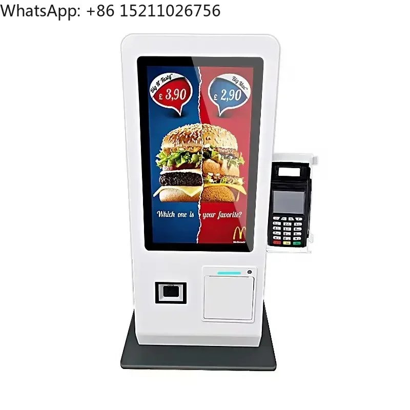 15.6inch Desktop Android11 System 2G+16G self service payment kiosk restaurant with Qr scanner 80mm terminal printer POS bracket-3