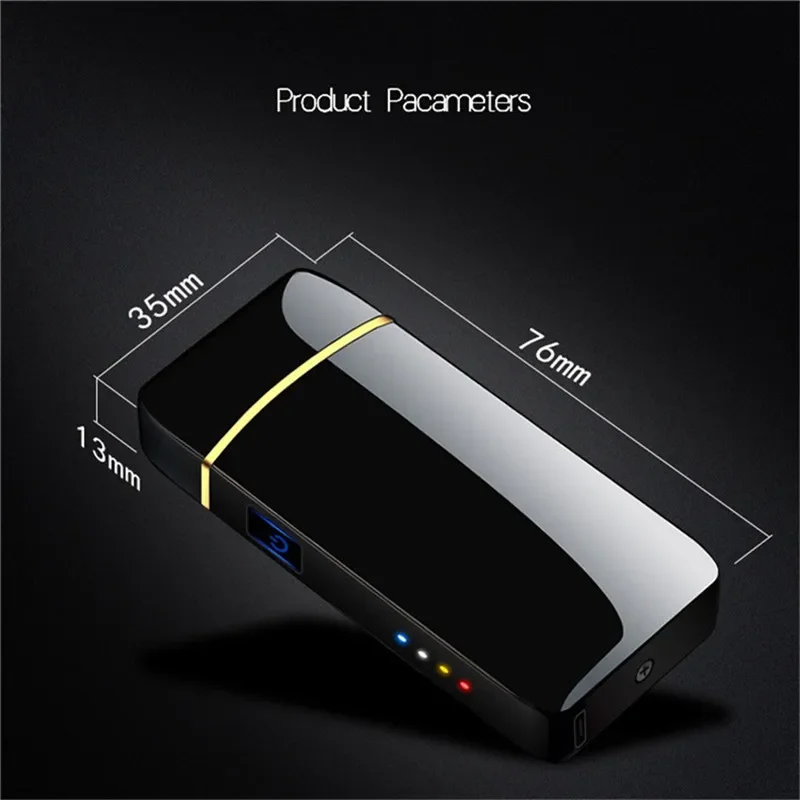Hot Electric Windproof Metal Lighter Double Arc Flameless Plasma Rechargeable USB Lighter LED Power Display Touch Sensor Lighter-5