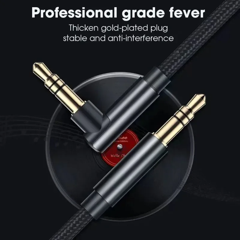 3.5mm Jack Audio Cable 90 Degree Elbow Male to Male Speaker Aux Wire For Samsung Xiaomi MP3/4 Video Car Headphone Adapter Cord-2