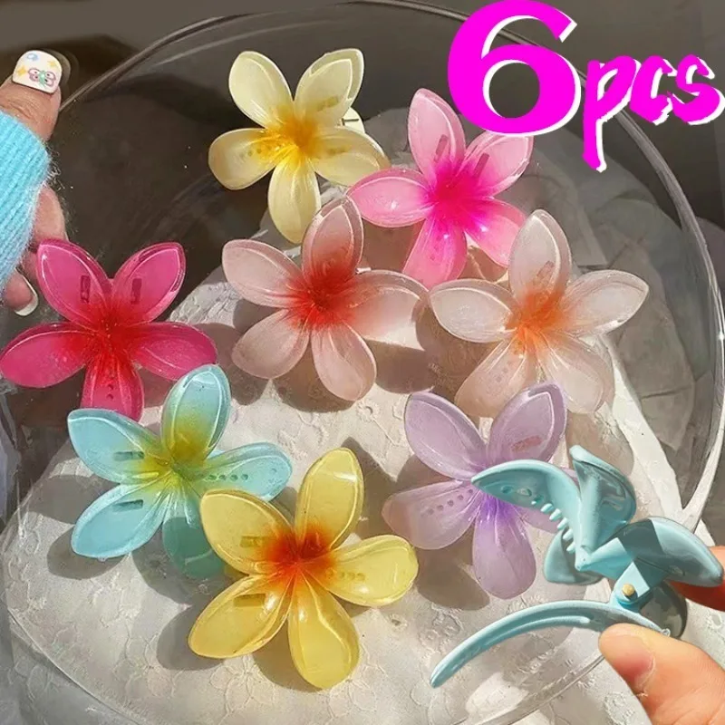 1/6Pcs New Egg Flower Hair Clips 4/7cm for Women Beach Vacation Bohemia Style Bangs Side Large Hair Claw Girls Hair Accessories