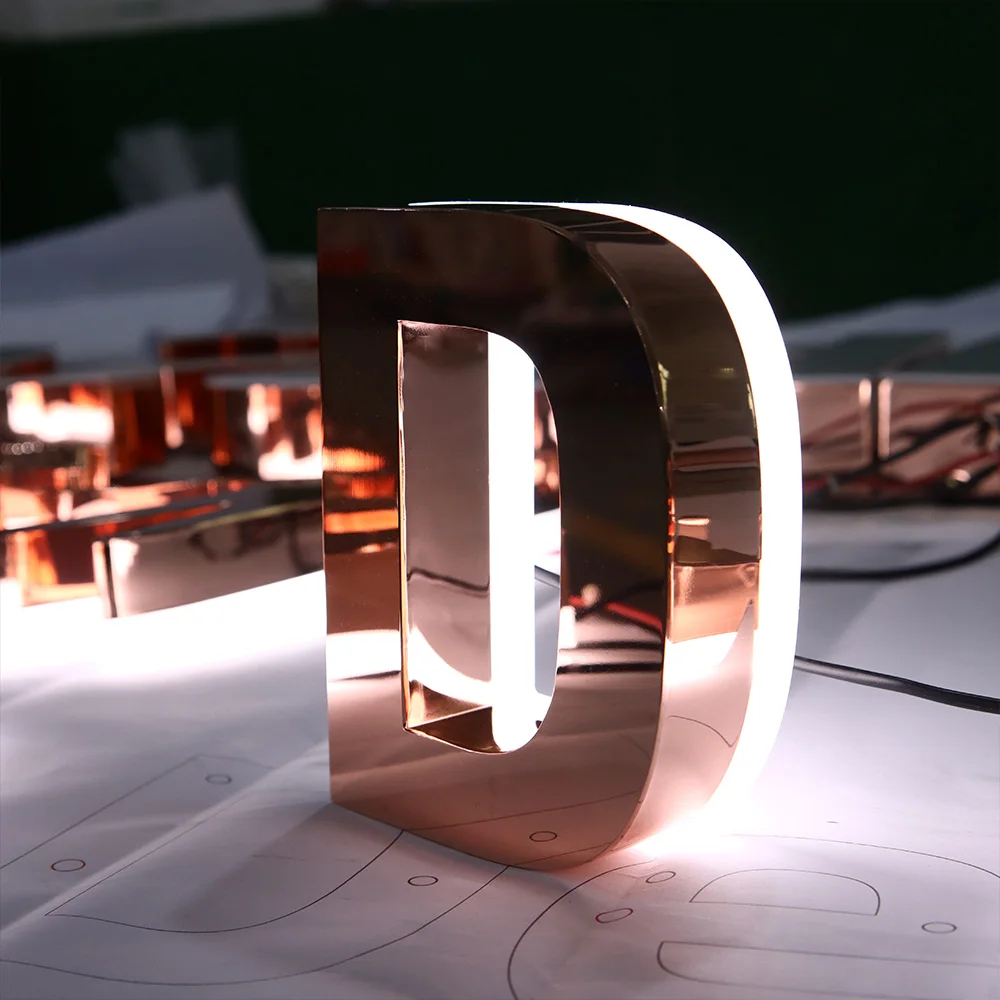 High 3d metal backlit signs customizable store front signage Metal Logo channel Letter business sign custom-4