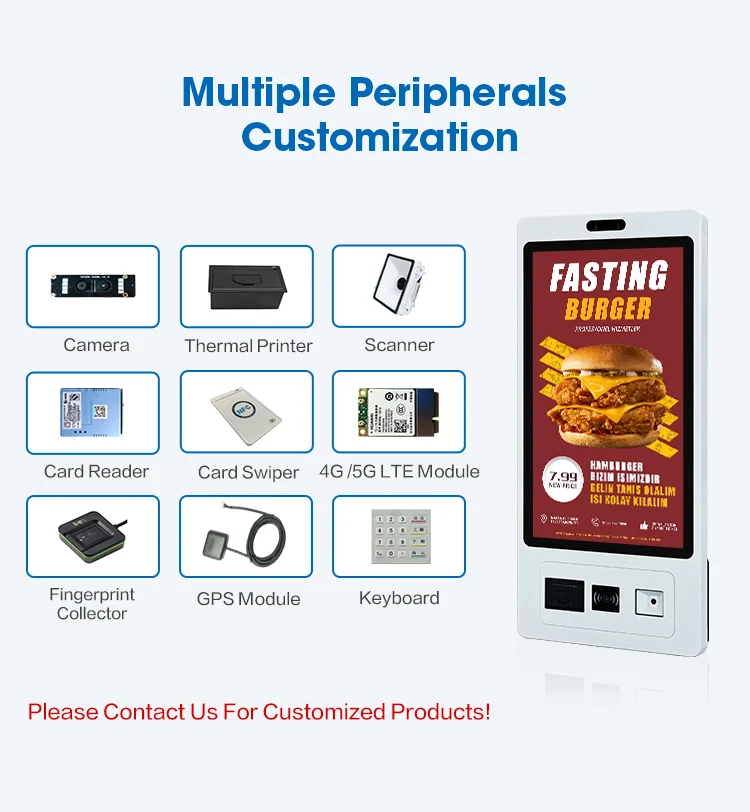 Touchwo 15.6 21.5 24 32 Inch Restaurant Ordering Machine Self-service Self Service Printing Checkout Self Ordering Kiosk-4