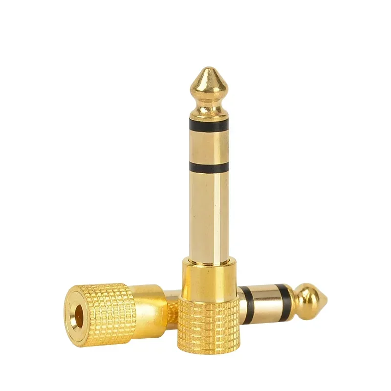 4pcs Golden 6.5 Stereo Connector 6.35mm Male To 3.5mm Female Jack Audio Connectors for Headphone Microphone Power Amplifier-2