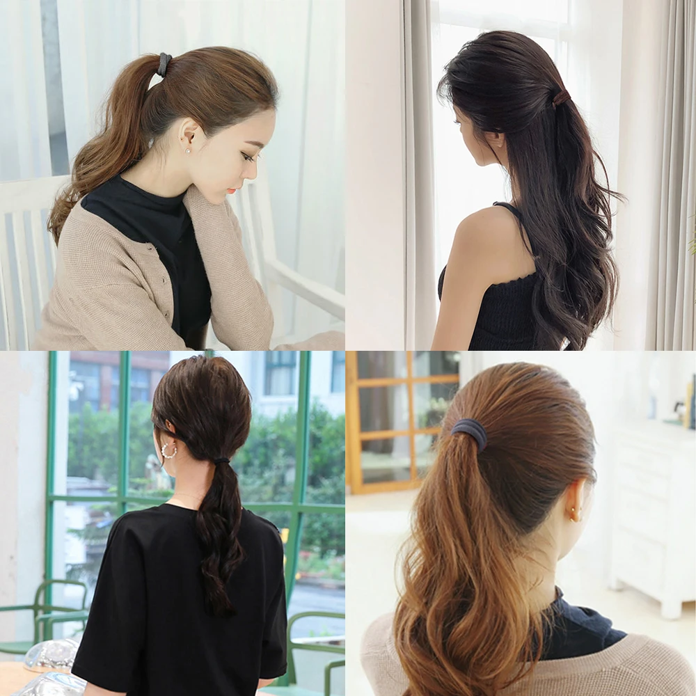 50Pcs Women Girl Mixed Colors Hair Bands 4cm Basic Hair Ties Elastic Headband Simple Hair Scrunchies Accessories Ponytail Holder-6