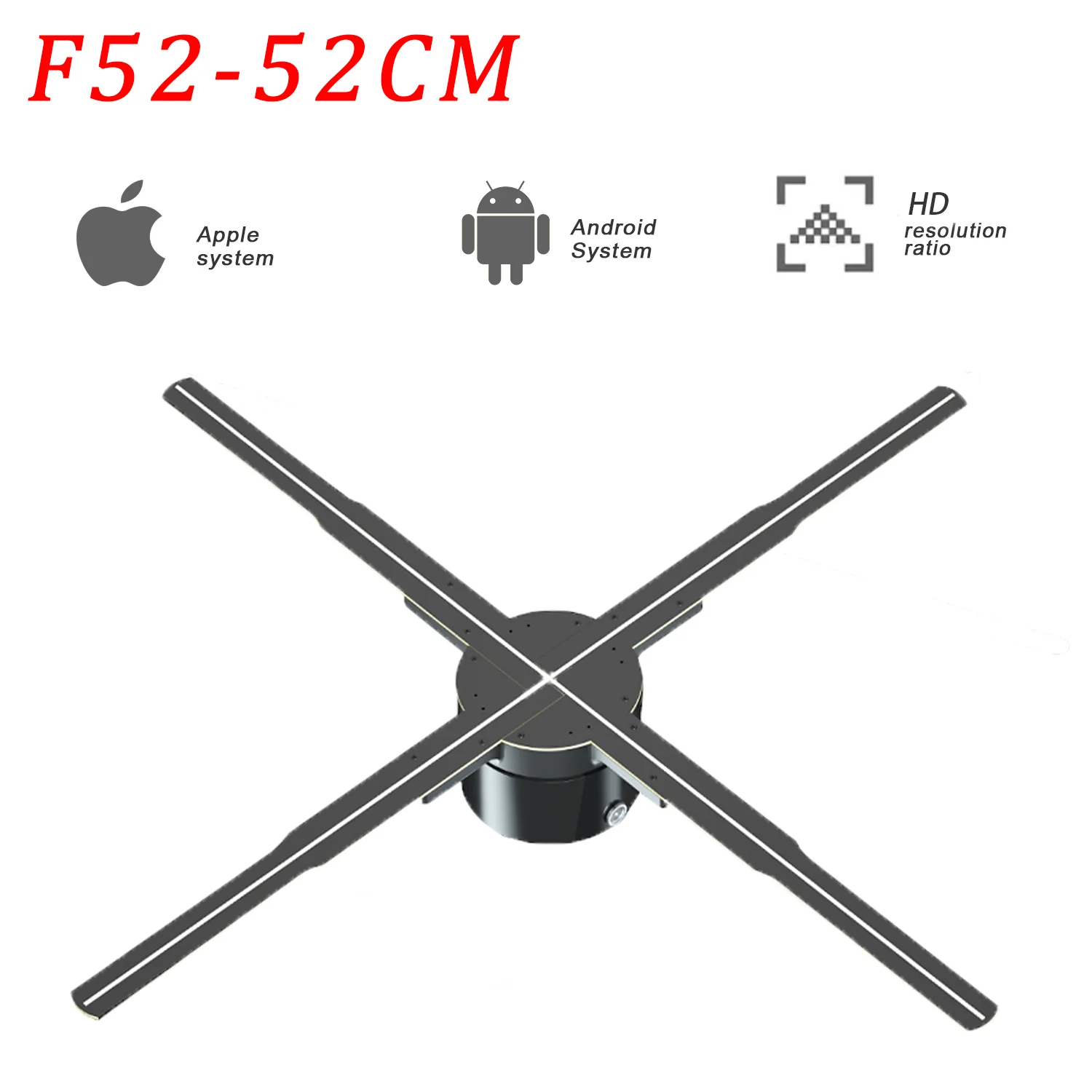52cm 3D Holographic Fan Wifi Remote Custom ICONS DIY Video LOGO LED Neon Lights Rotating Display AD 3D Holographic Projector