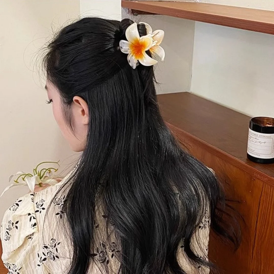 Five-petal flower Summer Super Fairy Vacation style frangeria Grab clip Shark Clip Acrylic flower hair grab hair accessories bac-3