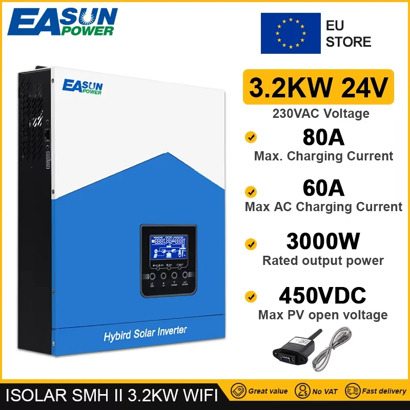 Easun Power 6.2kw 4.2kw 3.2kw 2.2kw 12v 24v 48v MPPT Hybrid Off Grid Pure Sine Wave 80a 110a 230v 50/60hz Solar Inverter Charger-3