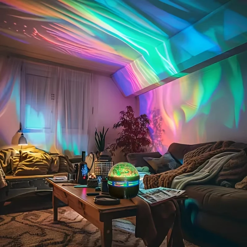 Northern Lights Projector LED Night Light Remote Starry Sky Light Starry Sky Light RGB 7Modes USB Plugin for Kids Room Party KTV-2